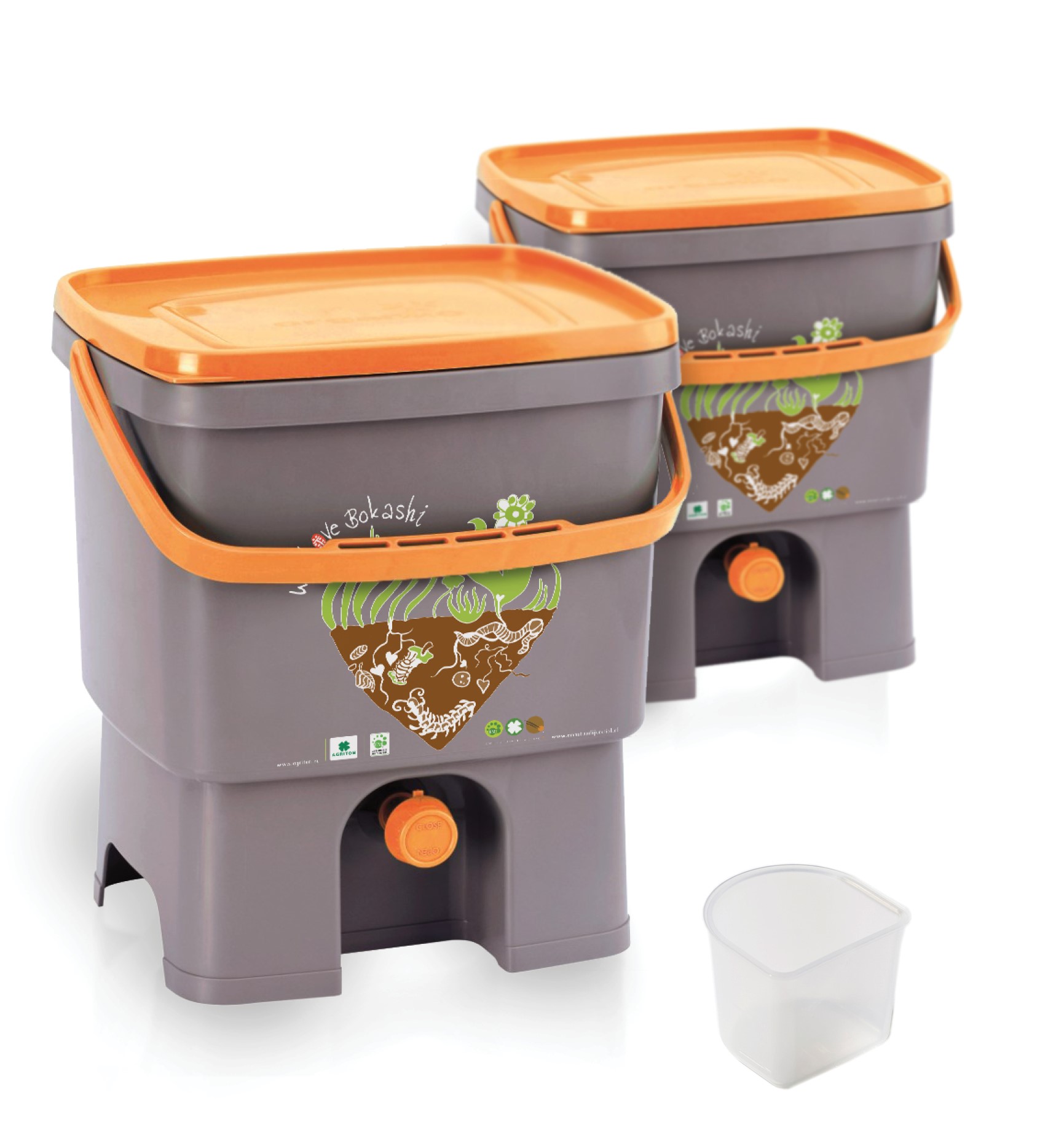 sostenibile e innovativo bidone dei rifiuti organici Eco Bokashi Organico sistema Dual 2 x 16 litri secchi con Active Bran e accessories composter kit 
